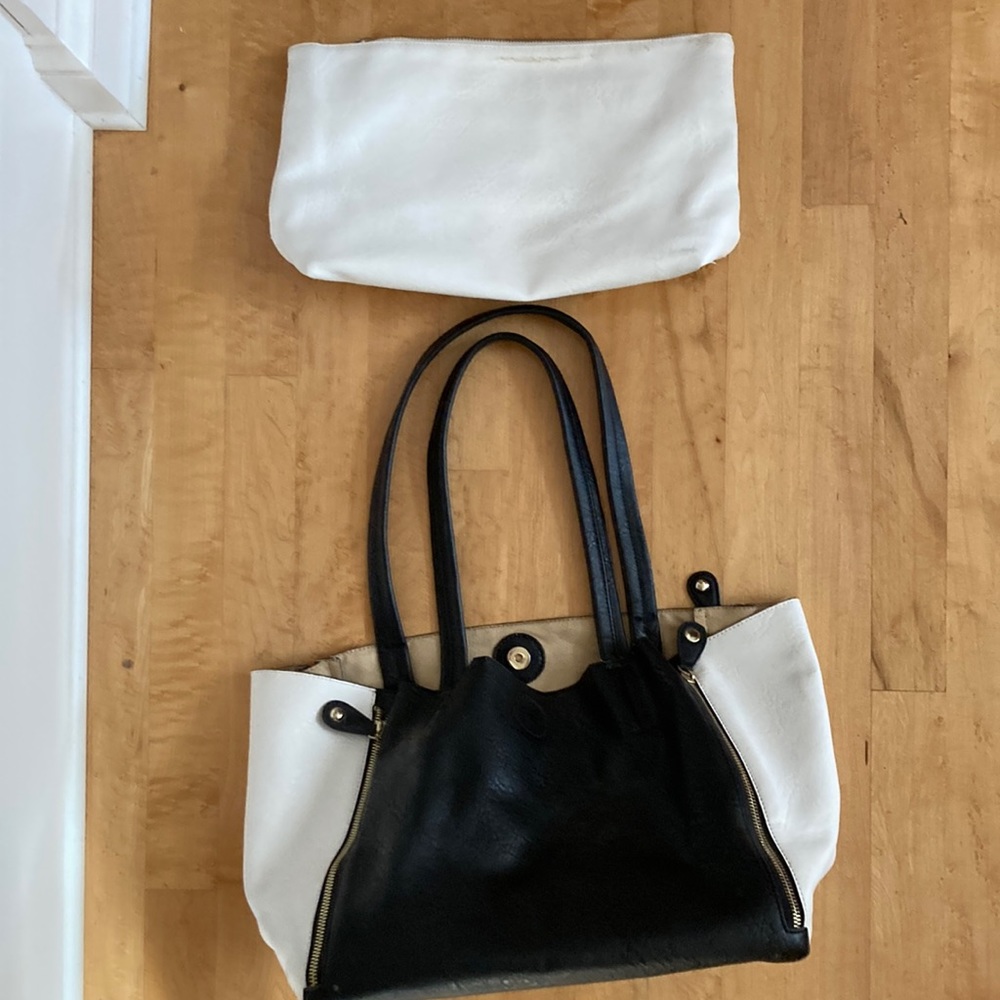 White and black purse